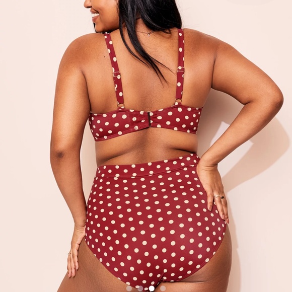 Adore Me Vivian Contour Red White Polka Dot underwire Bikini Swim Top. Sz 44DDD - Picture 3 of 15